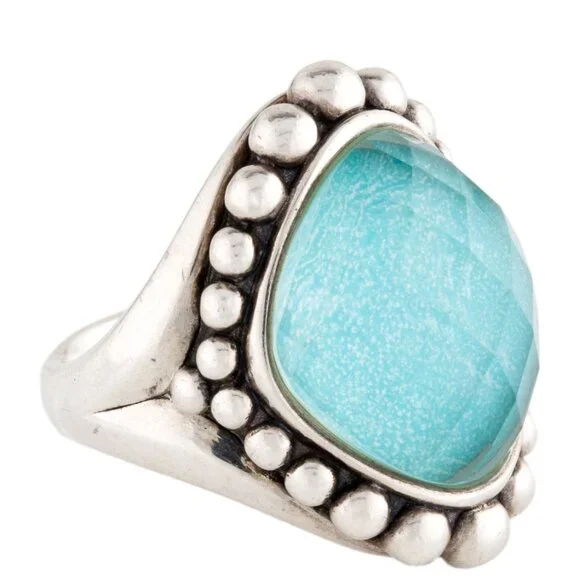 LAGOS TURQUOISE & QUARTZ STERLING SILVER COCKTAIL RING - Picture 4 of 6